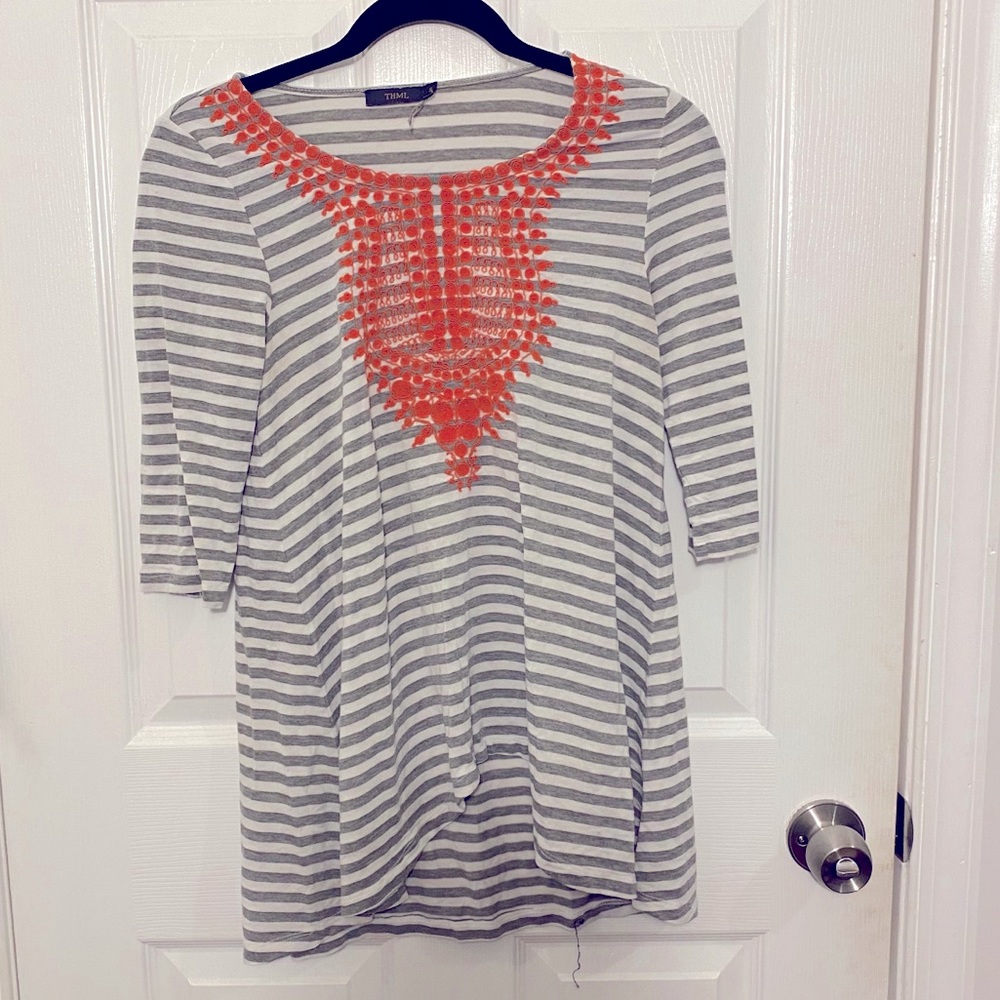THML grey striped dress tunic Anthropologie